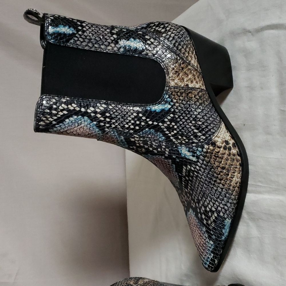 NEW PAIGE Willa Blue Snakeskin Boot - Picture 2 of 8